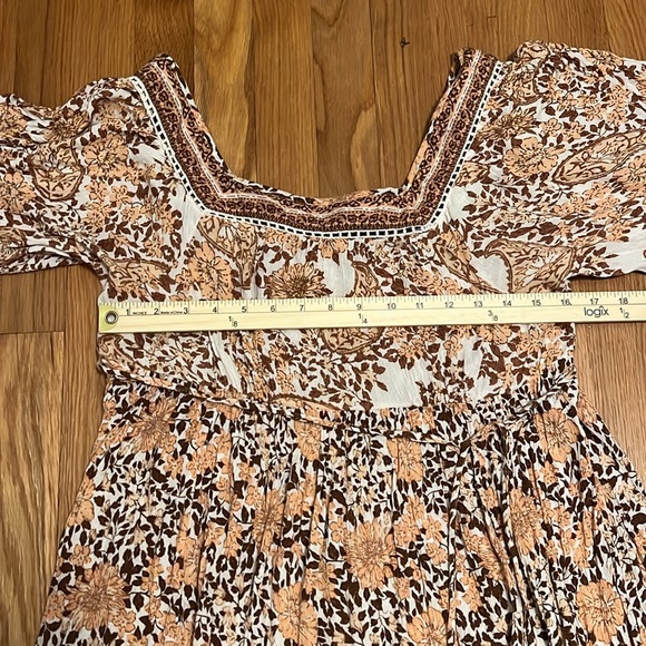 Orange Rust Floral Boho Peasant Flowy Dress‎ large - Picture 8 of 13